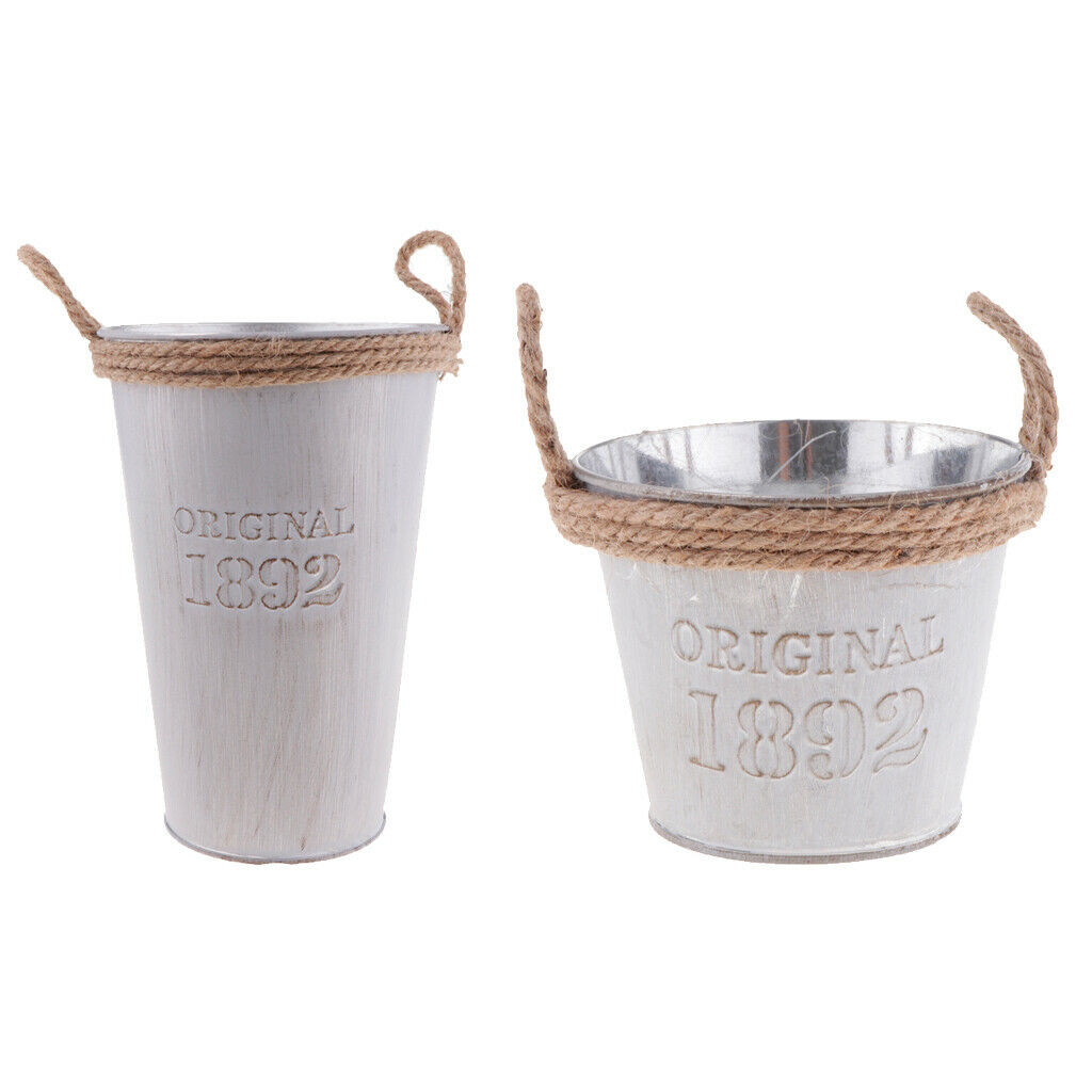 2Pcs Decorative Galvanized-Metal Can | Garden Decoration | Gardening