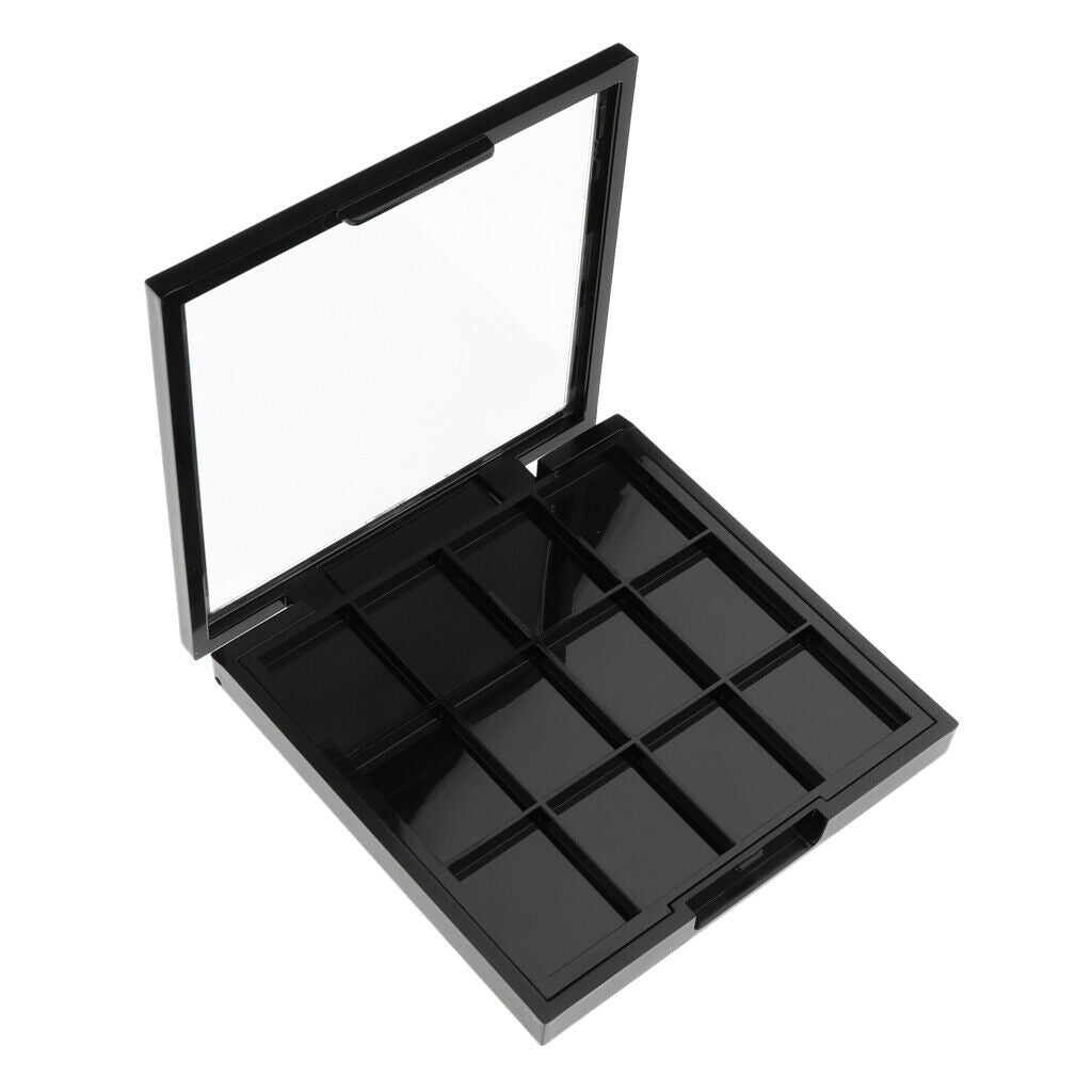 12 Slots Cosmetic Eyeshadow Palette Case Box for Blush Concealer Black