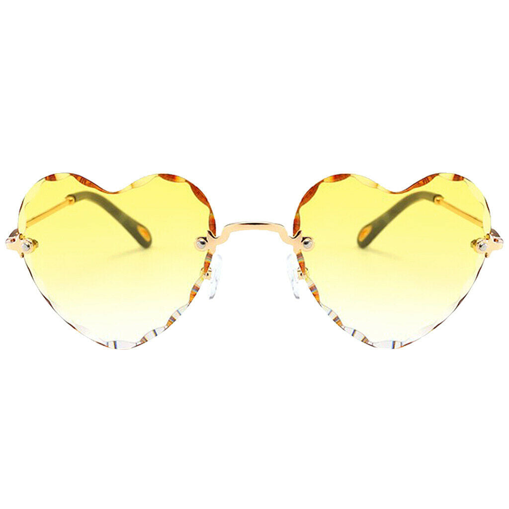 2Pcs Fashion Heart Shaped Rimless Sunglasses Tinted Lens Eyewear Shades