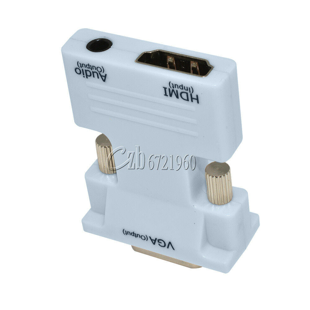 HDMI Female to VGA Male Converter+Audio Cable Support 1080P Signal Output White