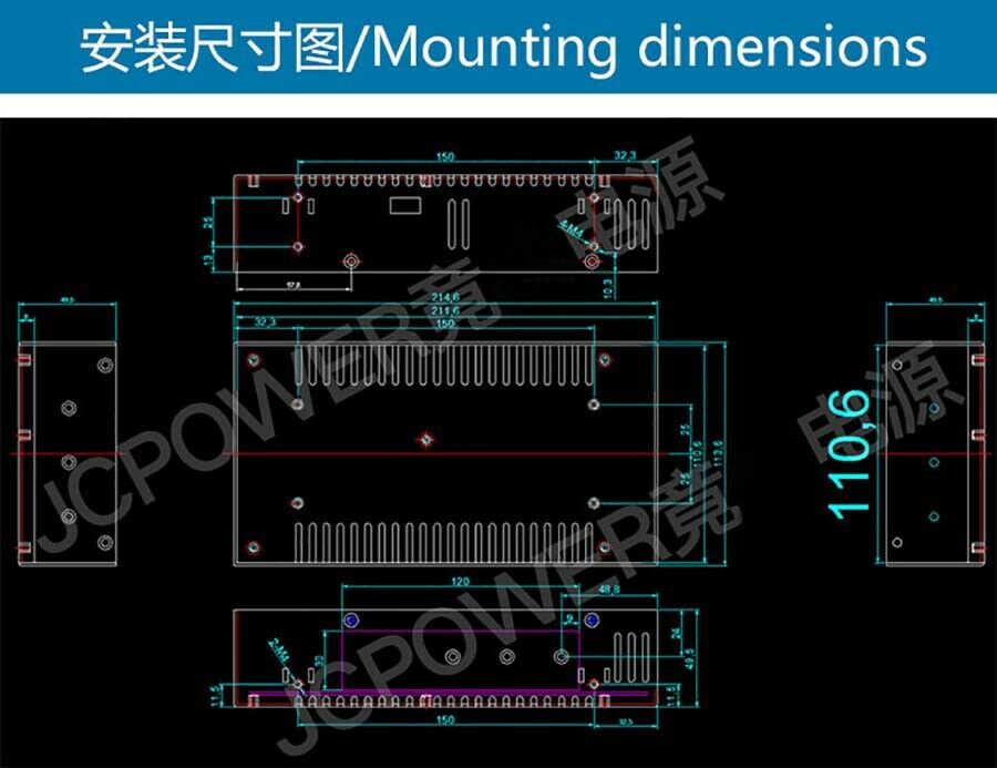 5V 60A 300W Regulated Switching Power Supply Transformer LED PSU DC Built-in Fan