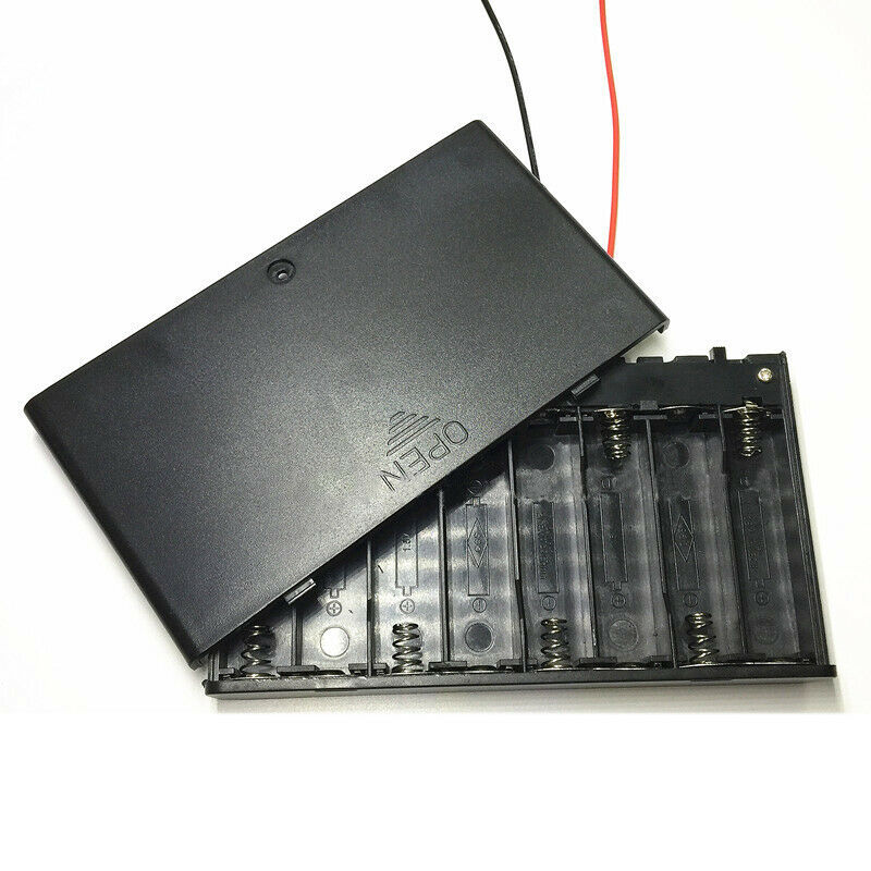 2PC 8*AA Battery Case + Wire + Cover + Switch Storage Battery Holder Box Plastic