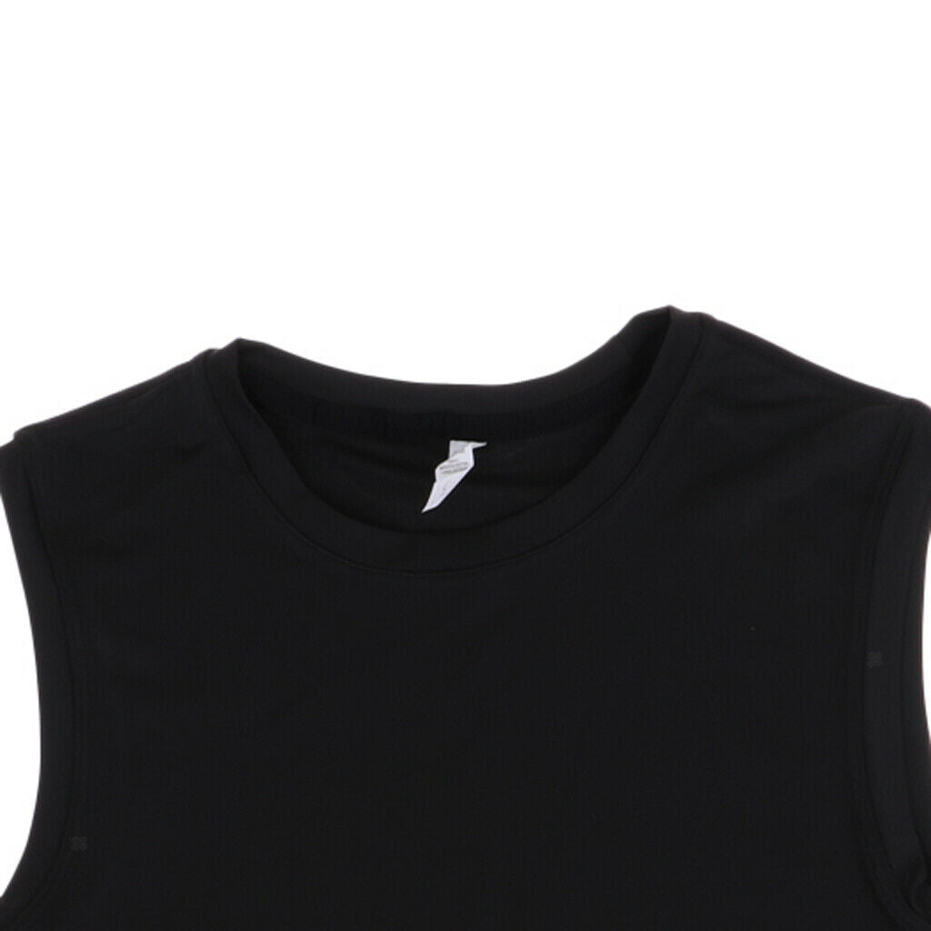 Quick Dry Gym Sleeveess Compression Shirt Sports Top T-shirt Black Red L