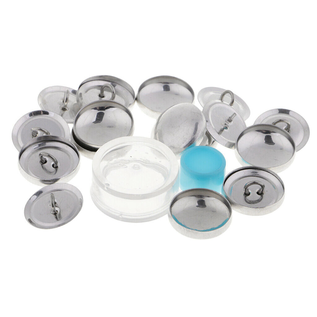 20pcs Aluminum Self Cover Button Metal Flat Back 20mm Shank Back And Tools