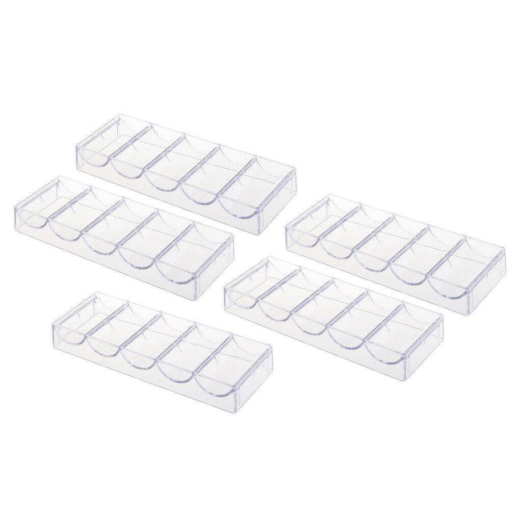 5Pcs Clear Acrylic Poker Chips Tray Case Holder Pallet Game Supplies Parts