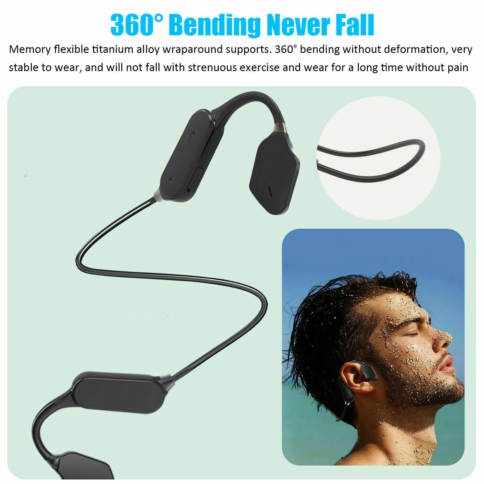 Outdoor Bone Conduction Headset Bluetooth 5.0 Open Ear Wireless Headphones Sport