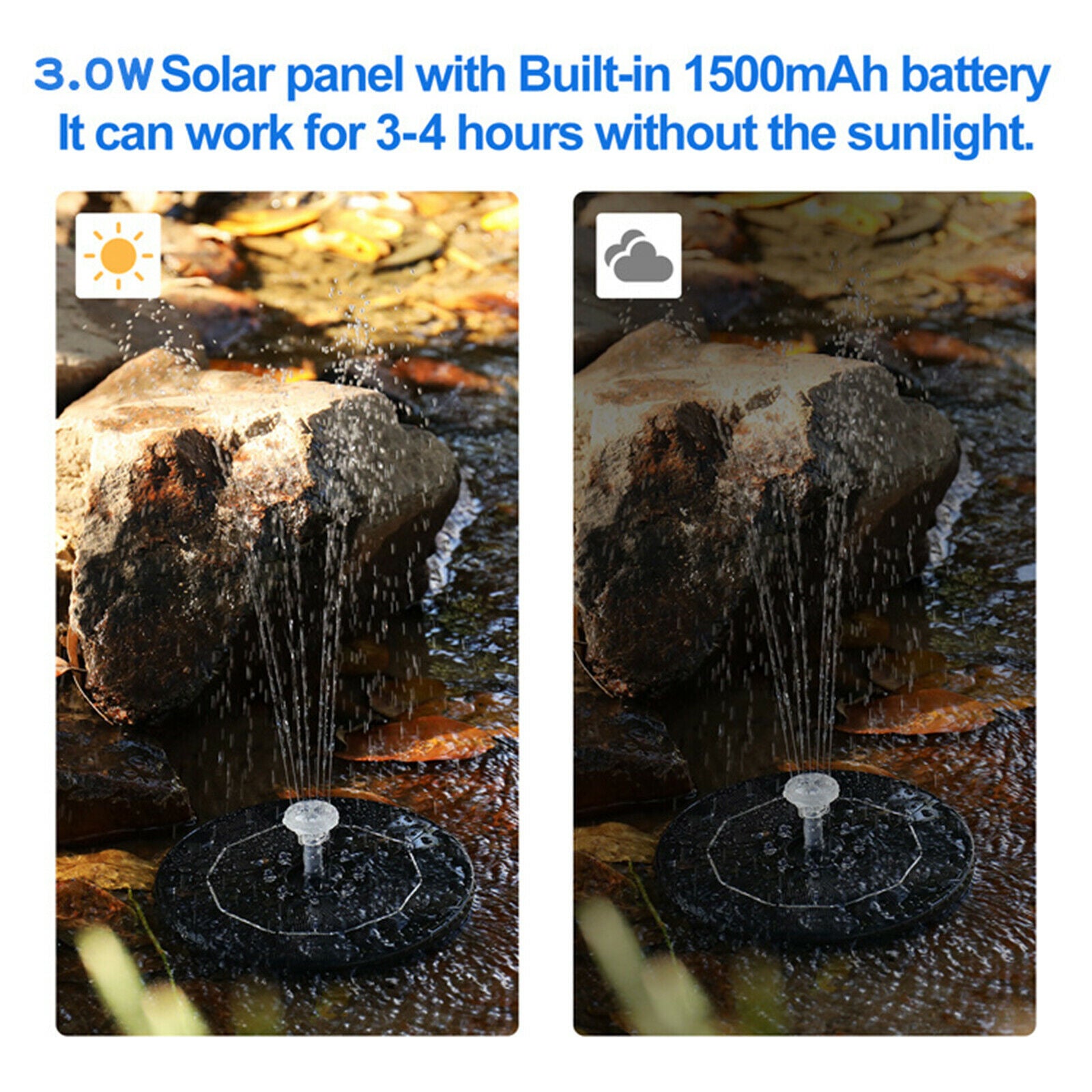 Outdoor Solar Powered Fountain Water Pump with 6 Nozzles for Pond Plants