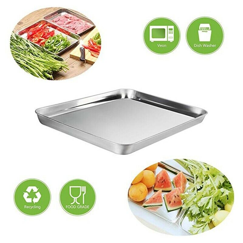 2 Pcs Baking Sheets Set Chef Cookie Sheets Stainless Steel Baking Pans ToasterX1