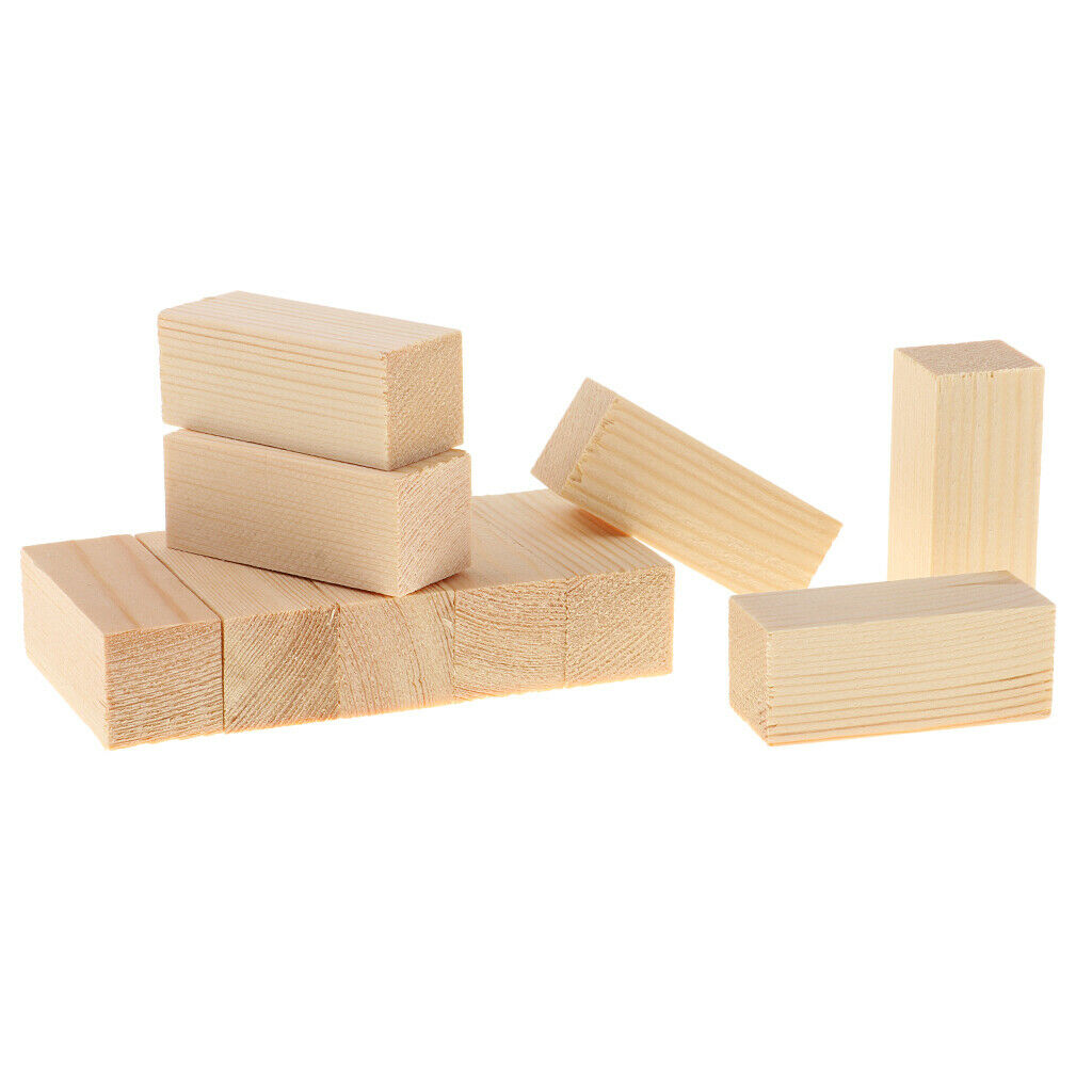 10Packs Balsa Wood Blocks Rods (50mm) Height for DIY Woodworking Modeling