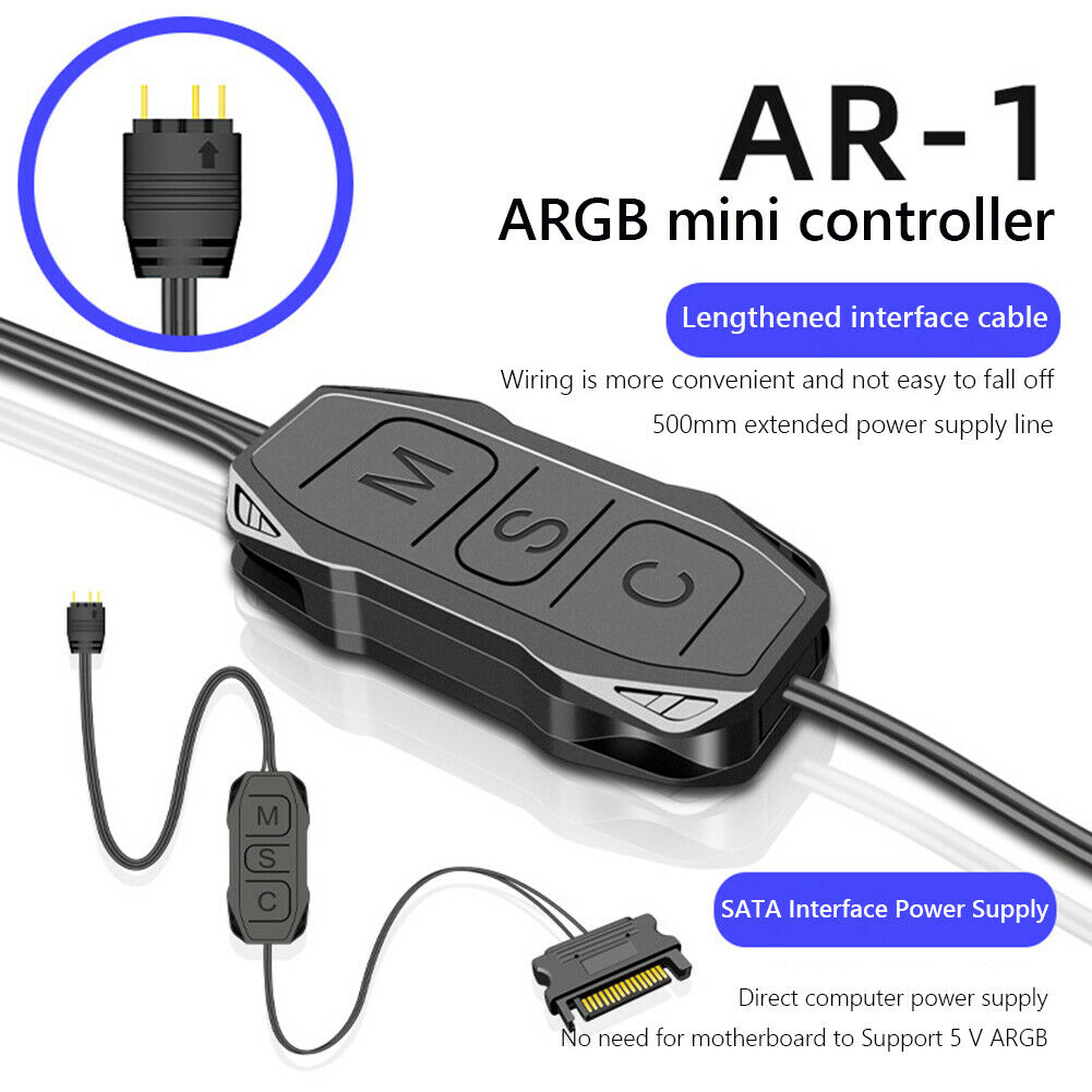 RGB Control HUB 5V 3 Pin to SATA AURA ARGB Adapter for Cooling Fan Light Strip