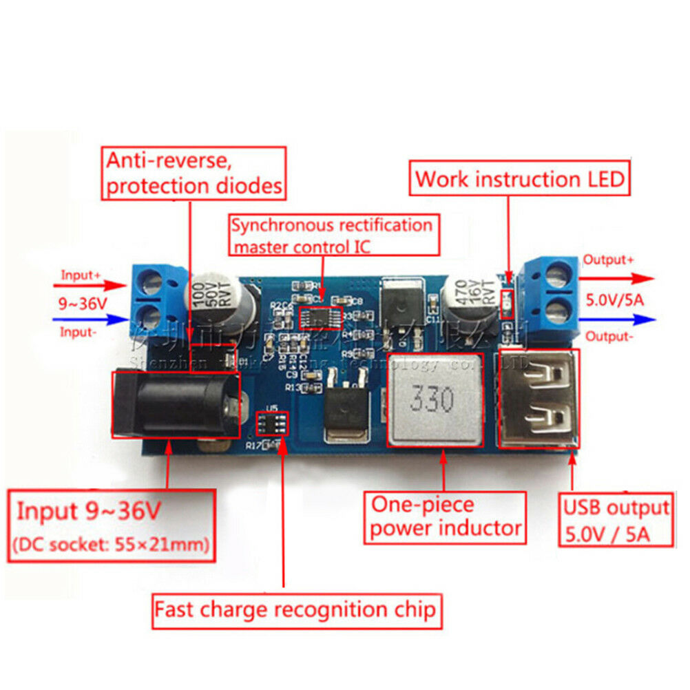 24V / 12V to 5V 5A powermodule DC-DC step-down power supply converter N WF