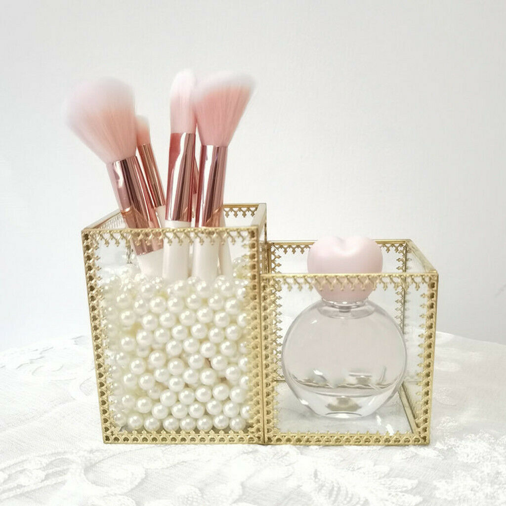 Makeup Brush Pen Holder, Handcrafted Clear Glass Cosmetic Brushes Organizer