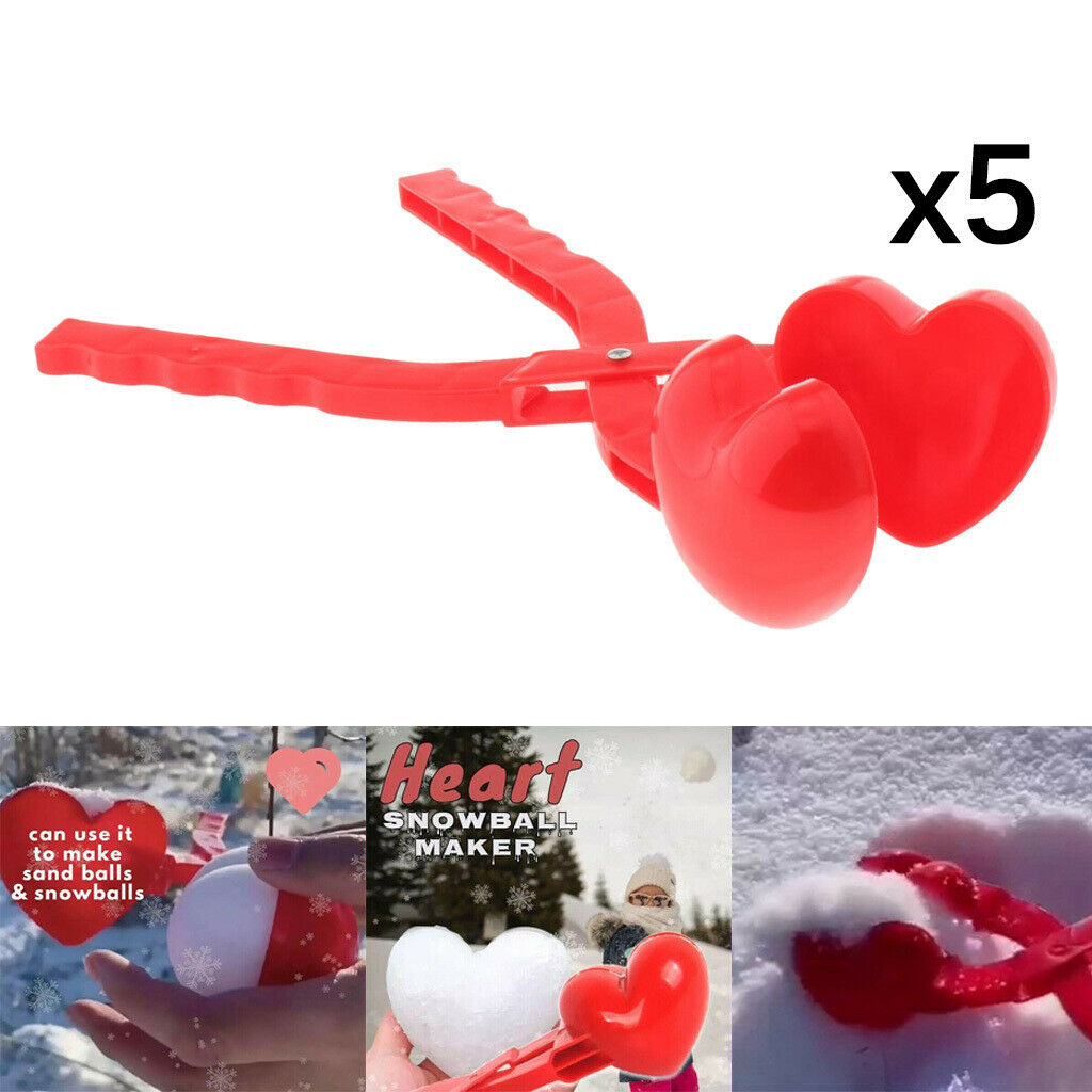5x Heart Shaped Snow Ball Maker Kids Children Beach Sand Mold Snowball