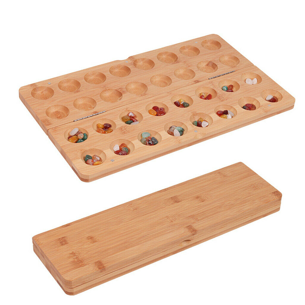 Mancala Board Game - Bamboo Folding Mancala Game - 2 Player Game for Friends and