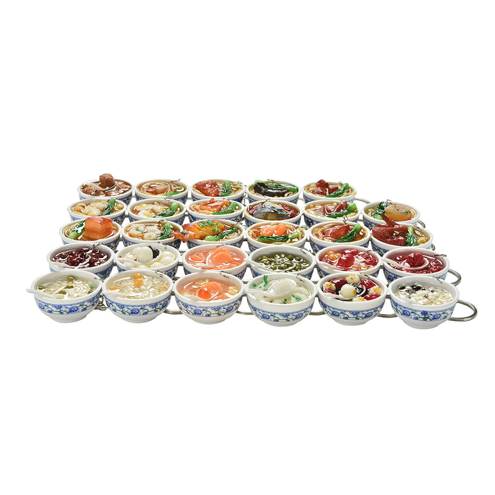 Simulation Food Key Chains Chinese Food Bowl Keyring Creative Bag Chai.l8
