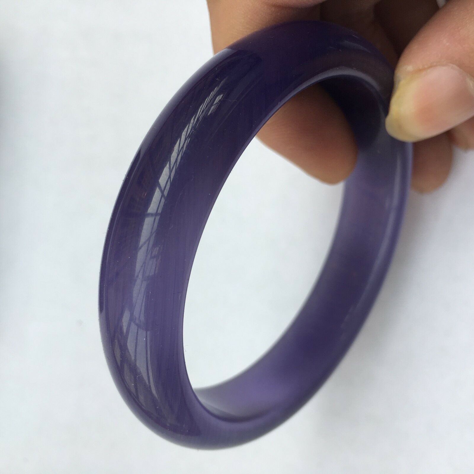 58-59mm Chinese Natural Purple Lavender Nephrite Jade/ Gems Bracelet Bangle
