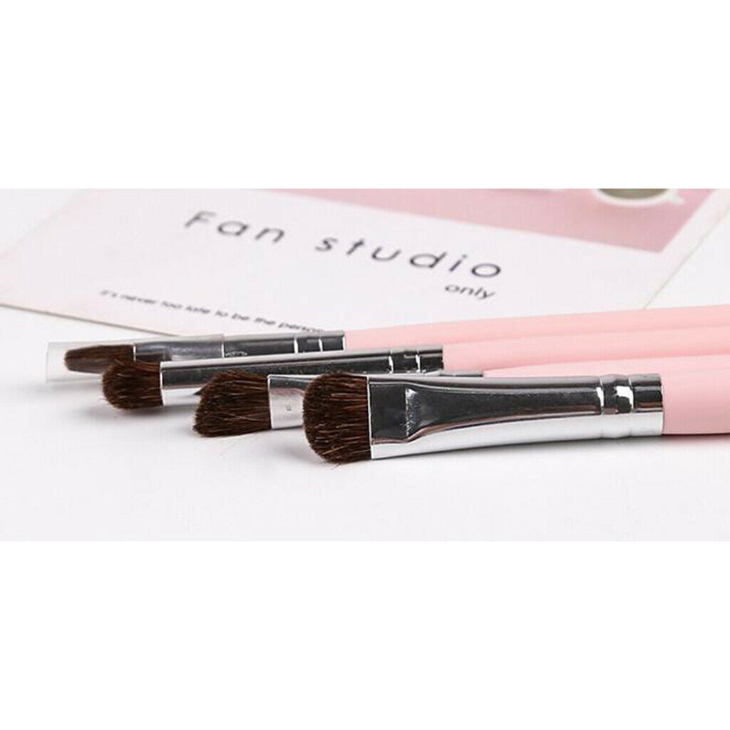 4x Smoky Eyes Brushes Durable Wooden Handle Eyeshadow Nose Shade Brush Pink