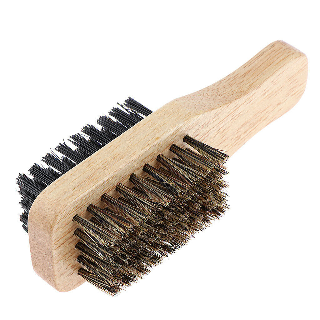 2Pcs Dual-side Men's Hair Bristle Beard Mustache Brush with Wood Handle