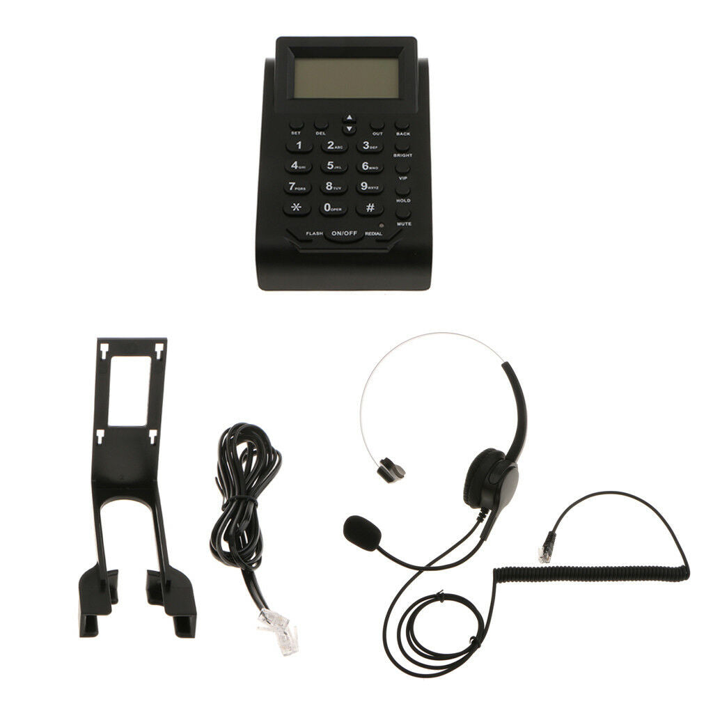 Telephone Headset Customer Service Phone Call Center w/ Dial Pad Black