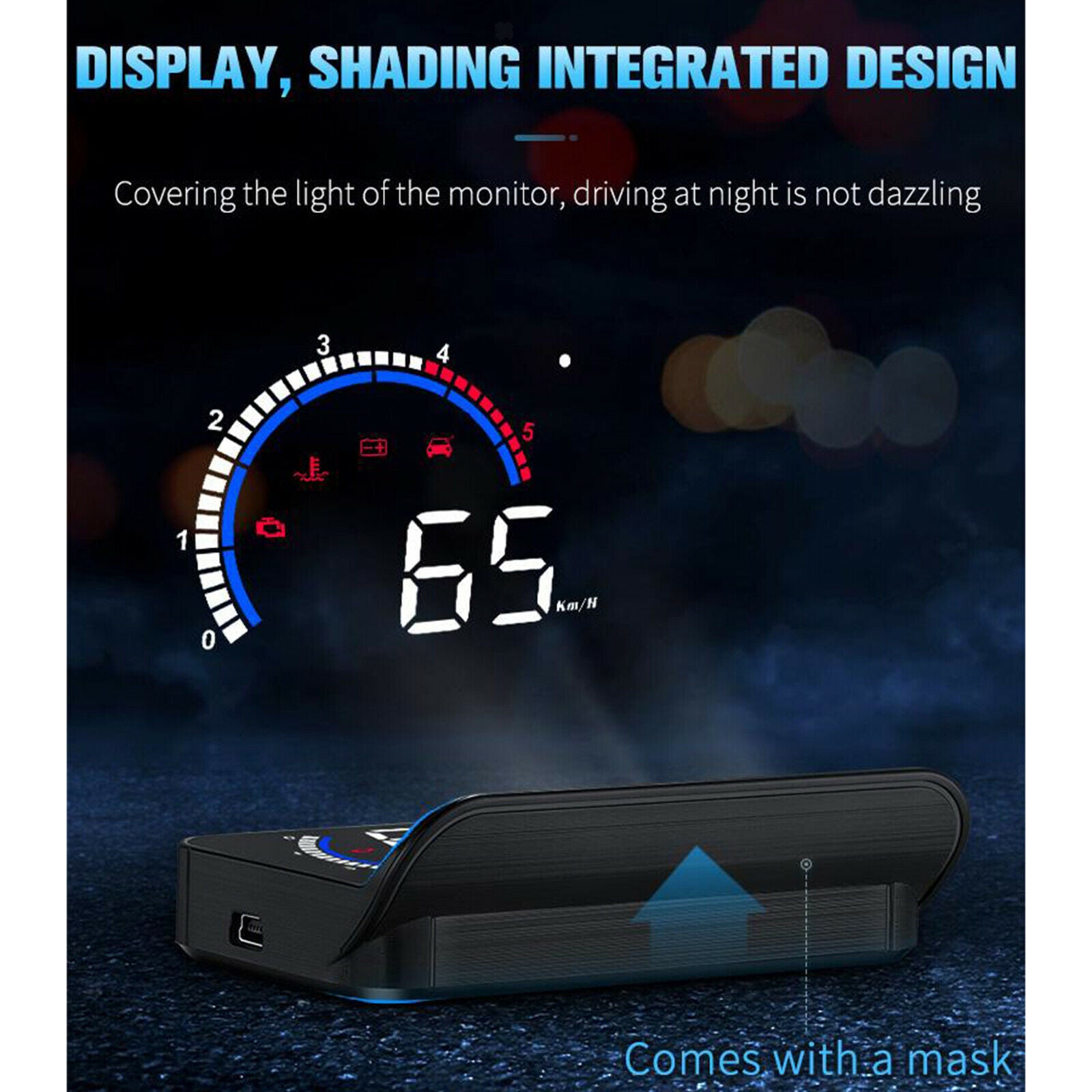 M13 Auto Vehicle HUD Head Up Display OBD2 II EUOBD Overspeed Warning System