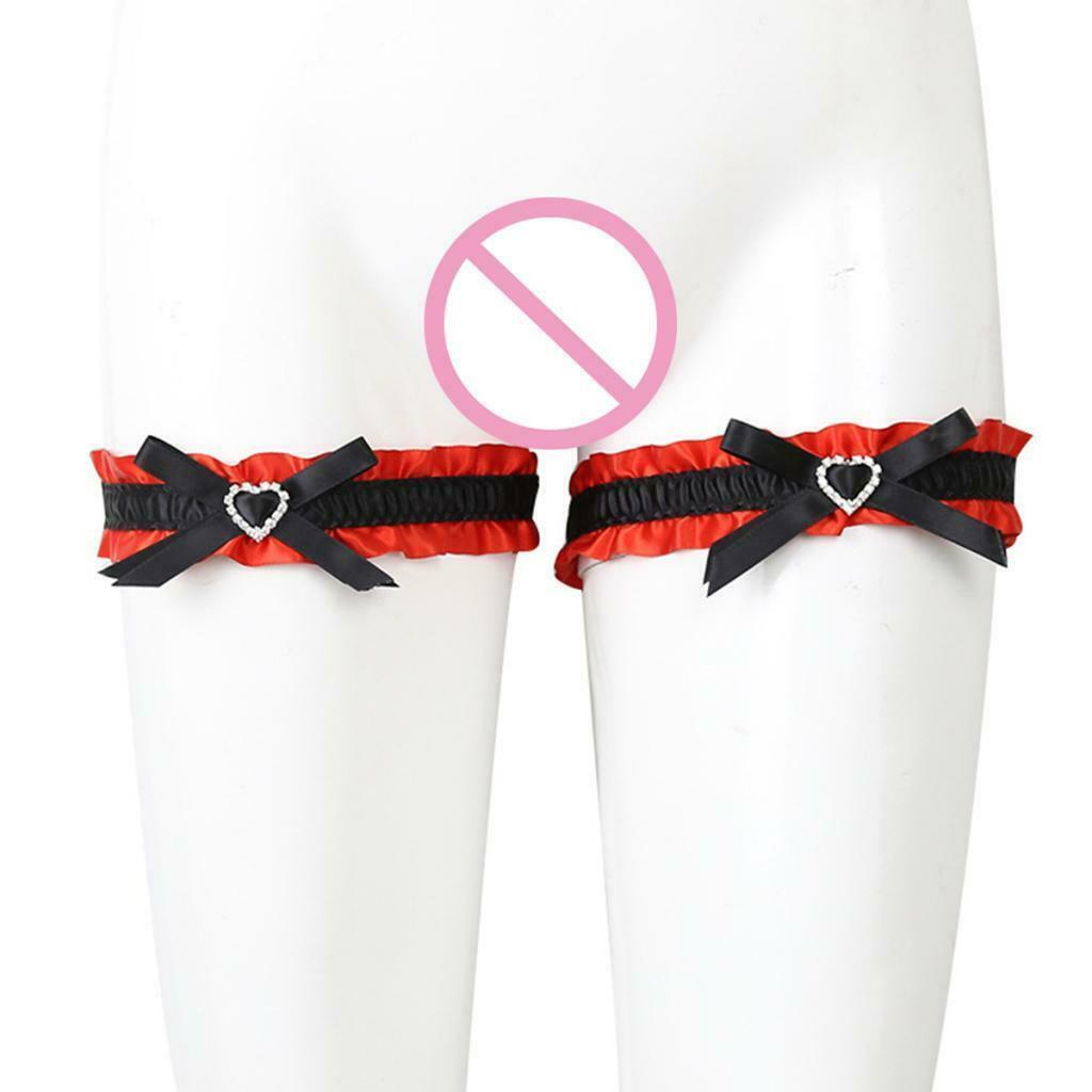 1 Pair Womens Love Heart Bows Leg Garter Belt Rings