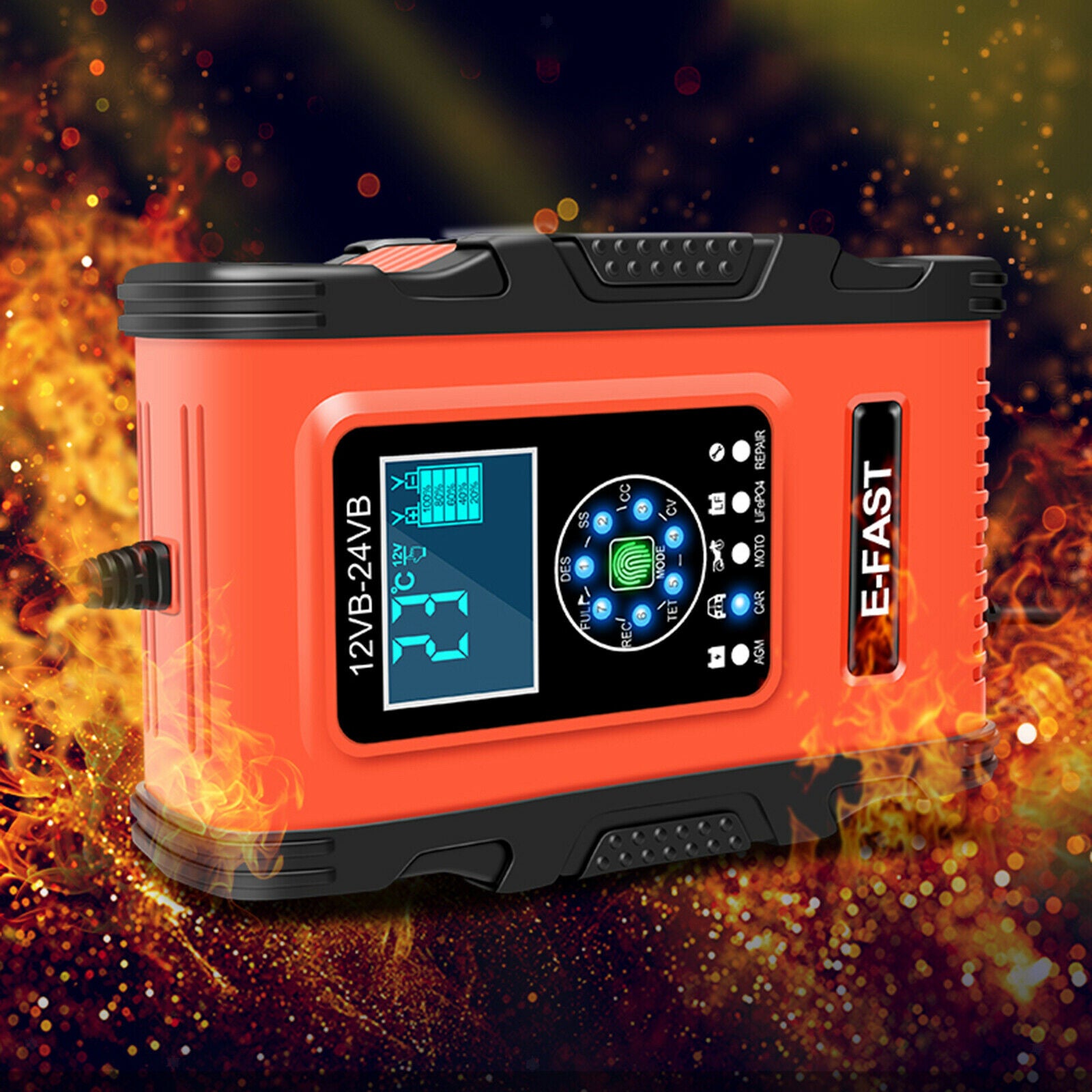 Car Battery Charger 24V 6A Fast Emergency Automatic Charge Charging