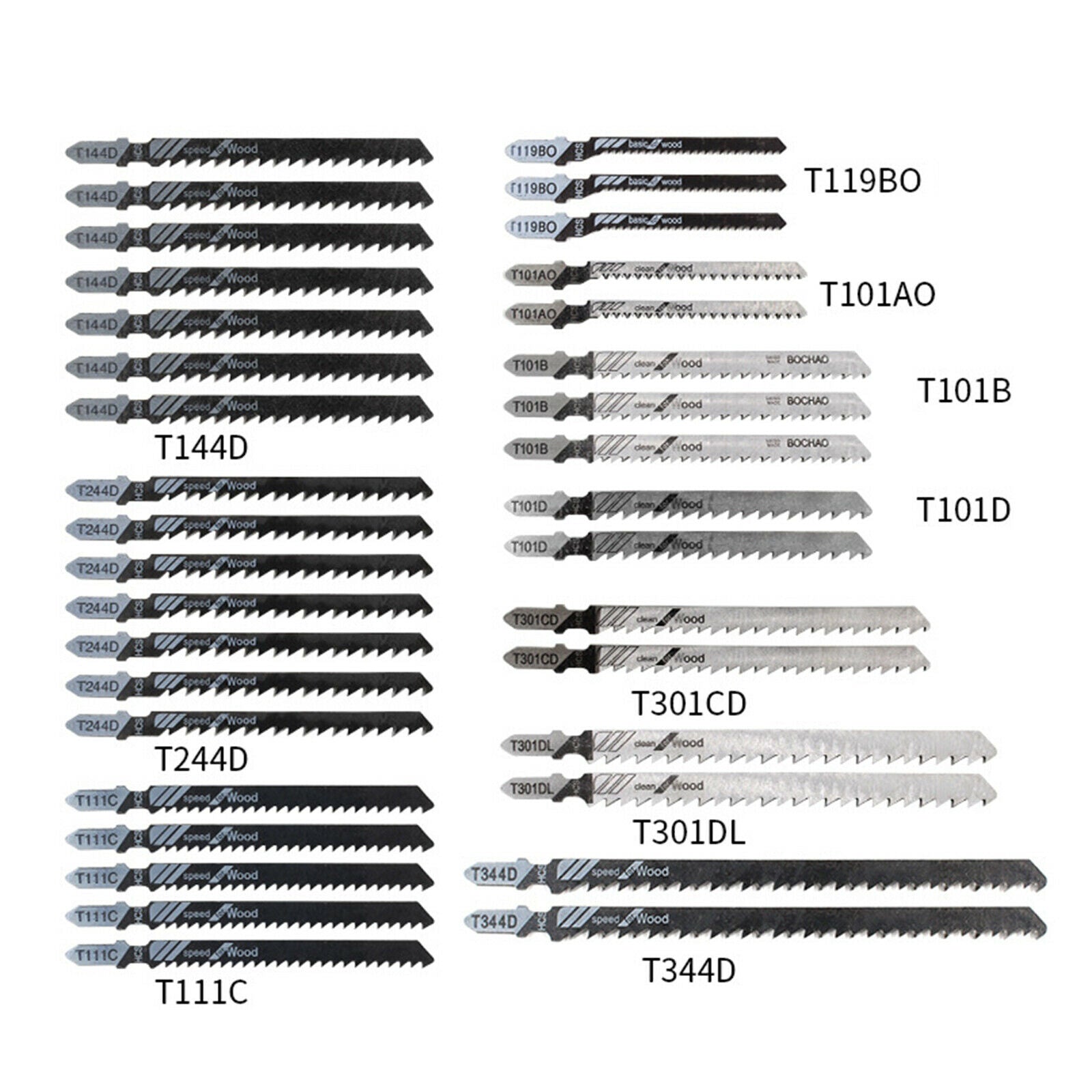 48Pieces Various Jigsaw Blades for Woodworking Power Tools Accessories