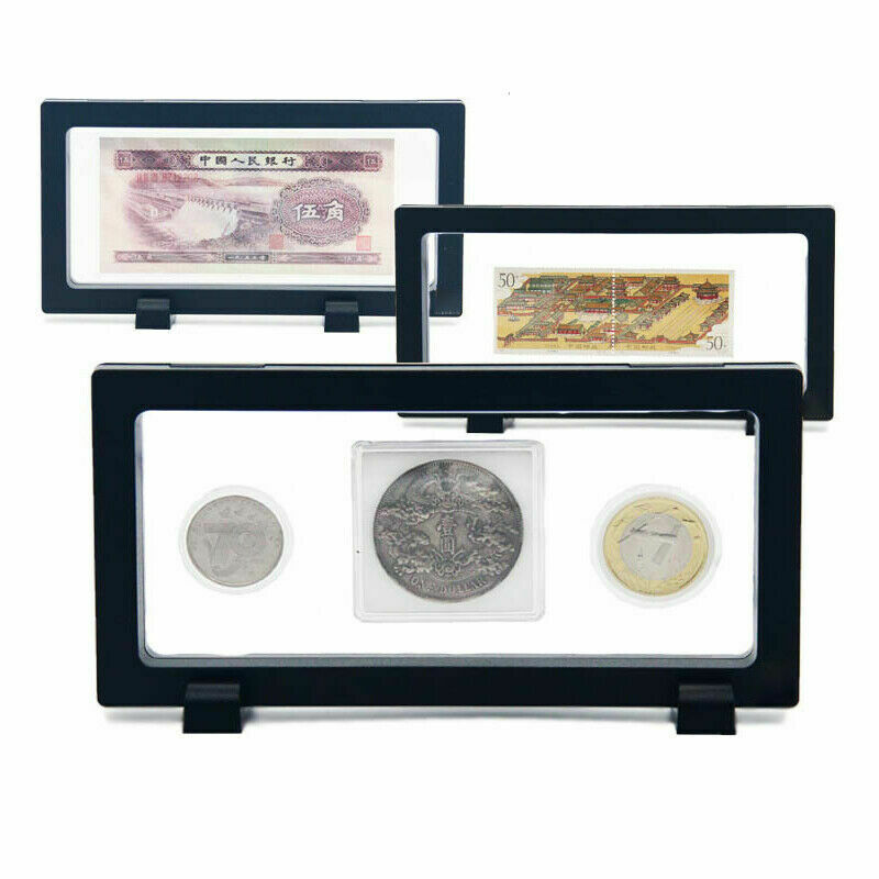 1x Coin Jewelry Floating Display Holder Storage Case Stand Collection Container