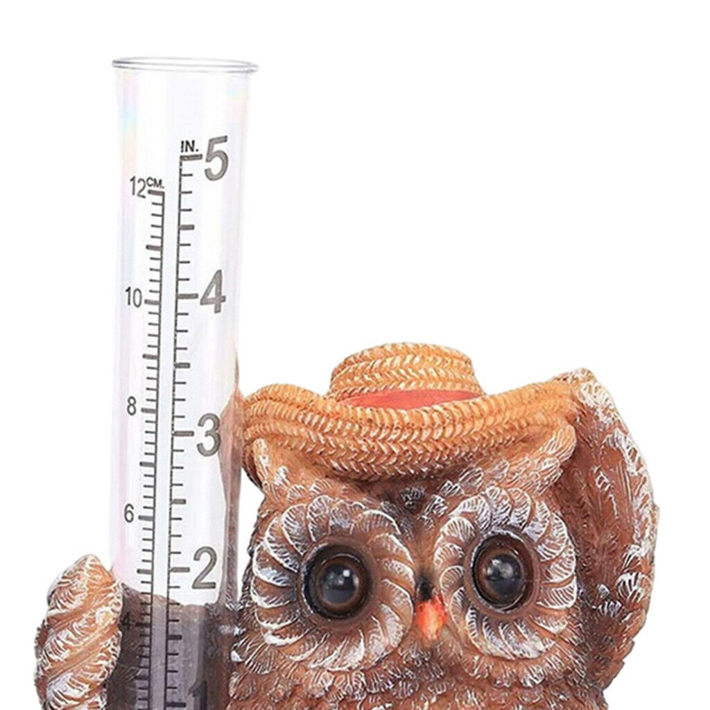 Owl Garden Sculpture w/ Water Gauge Lawn Garden Outdoor Ornaments