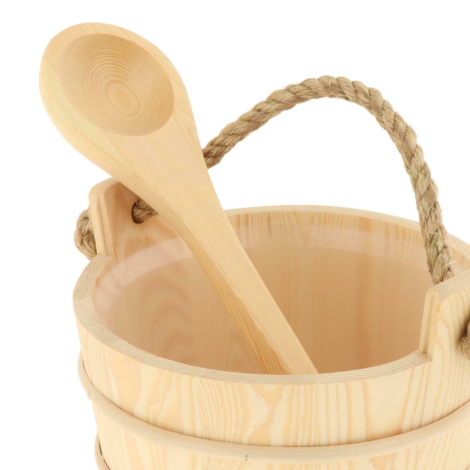 Sauna Wooden Bucket and Ladle Kit, Sauna Accessories with Liner for Sauna & SPA