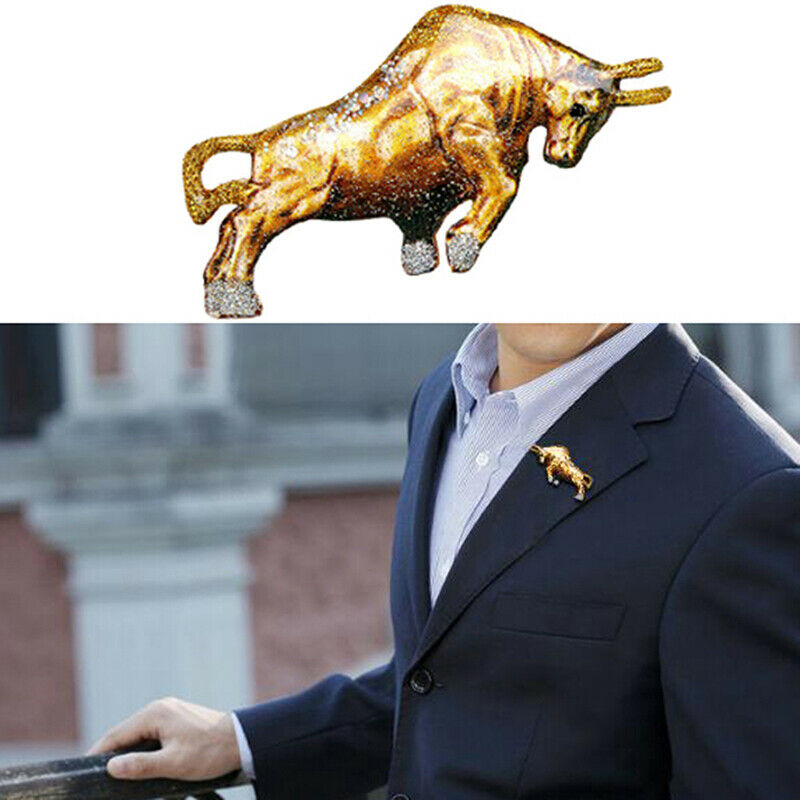 Ox Bull Brooch Animal Pin Brooches Women And Men Jewelry Rhinestone Cattle P Qx