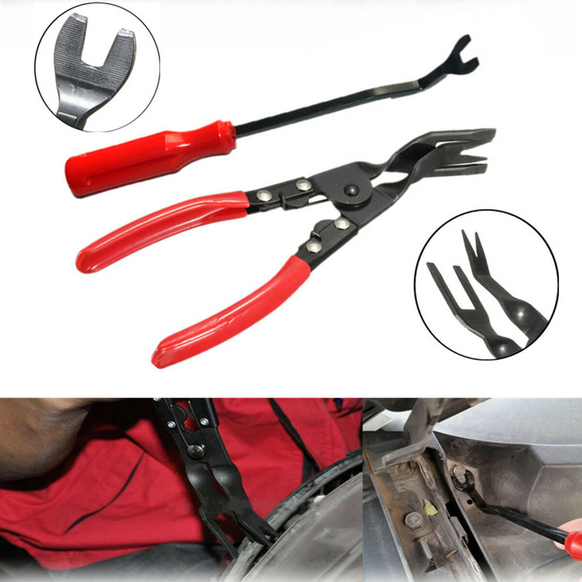 2Pcs Universal Auto Car Door Panel Trim Clip Removal Upholstery Remove Pry Tools