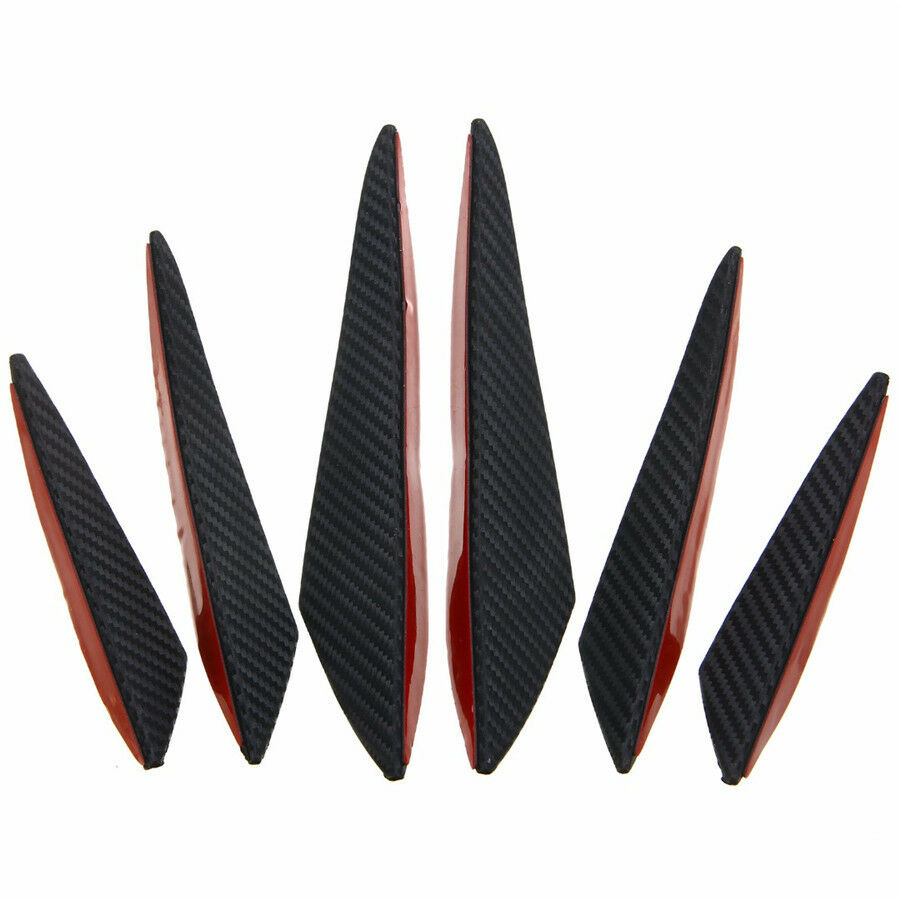 6pc Universal Carbon Fiber Look Auto Car Front Bumper Fins Spoiler Canards Refit