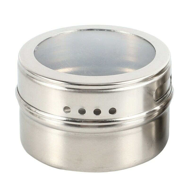 Magnetic Spice Tins Stainless Steel Spice Jar Set With Stickers Pepper ShakersY9
