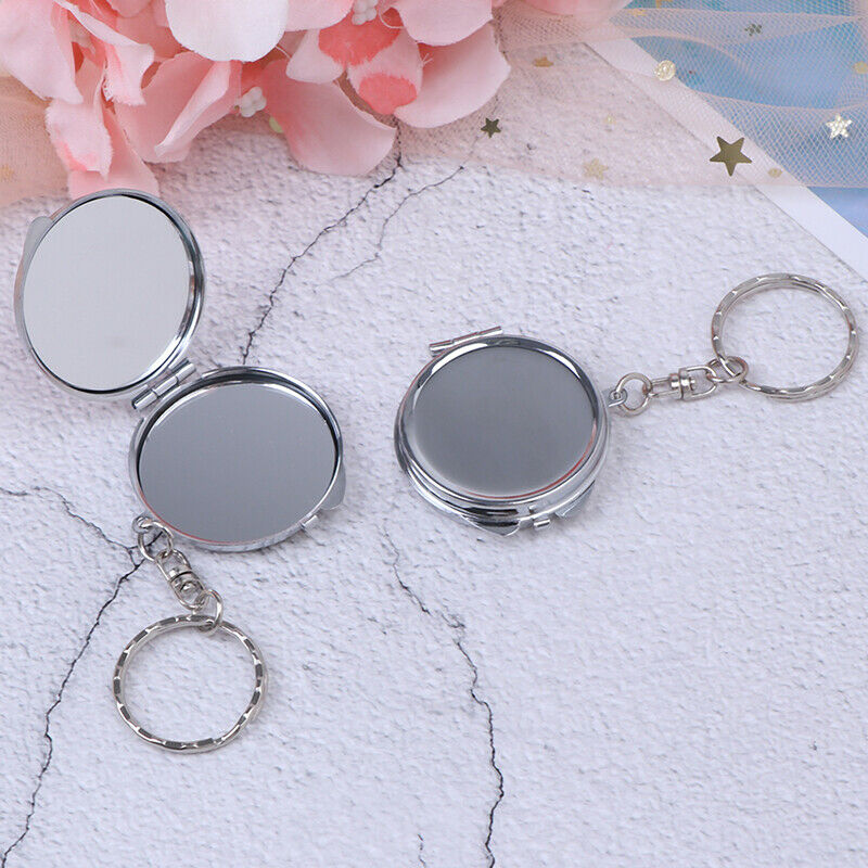 Personalised Folding Mirror Key Ring Keychain Portable Compact  Cosmet.l8
