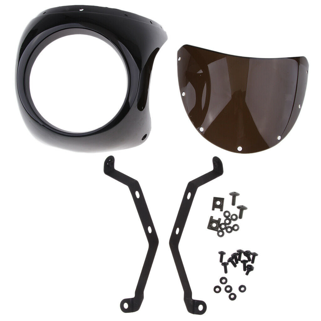 Universal 7" Motorcycle Retro Headlight Windscreen Wind for Cafe Racer
