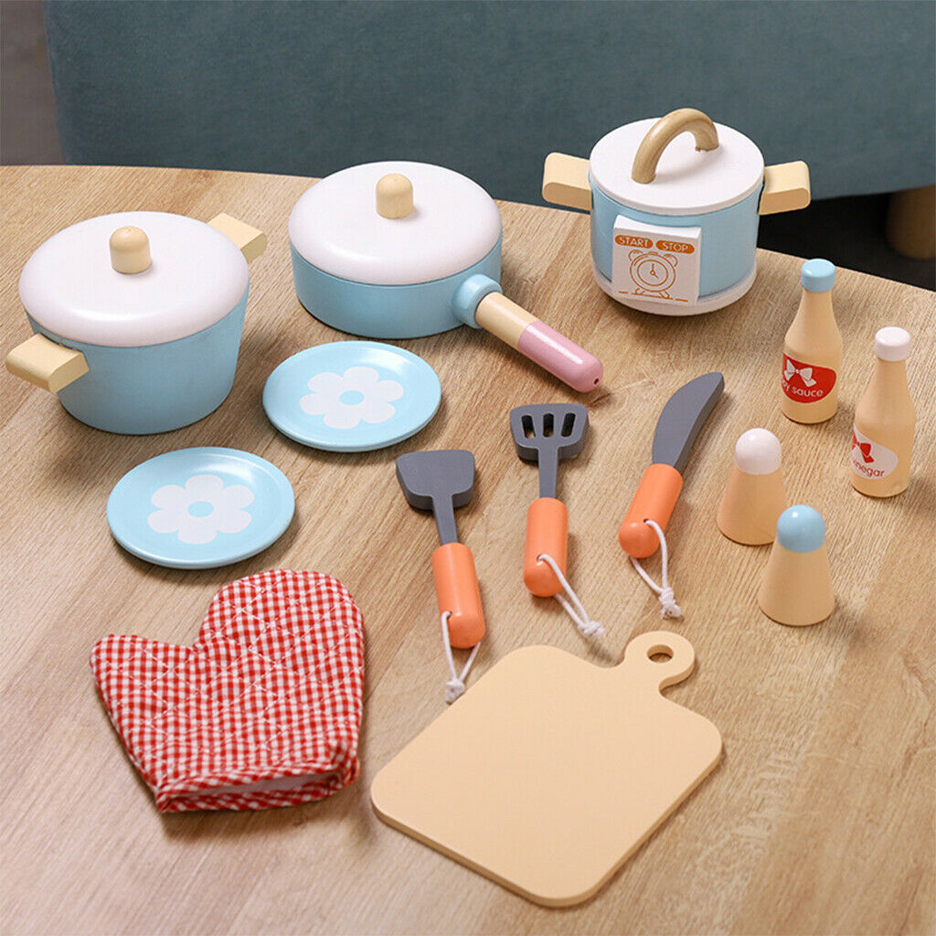 14x Kitchen Playset Role Play House Cookware Spatula Cutting Board for Kids