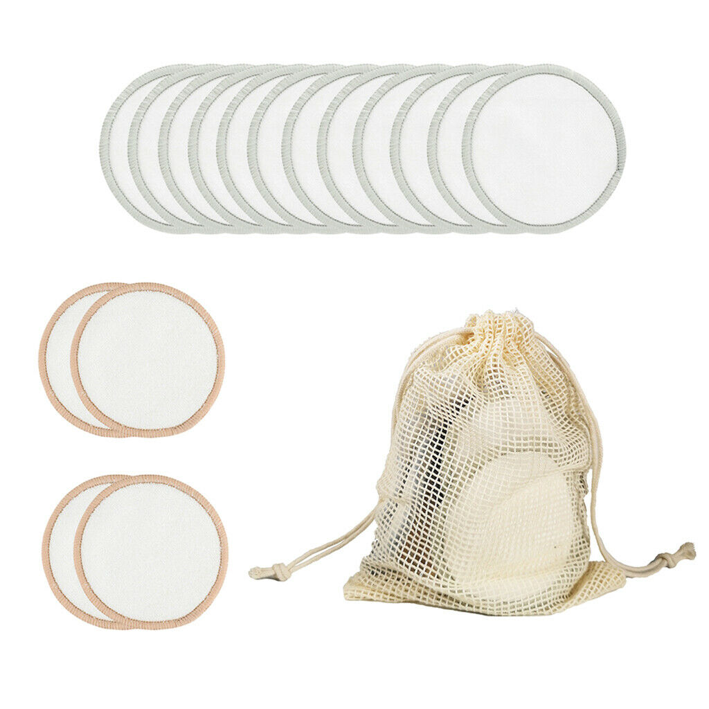 16Pc Cotton Reusable Make Up Remover Pad Facial Cleanser Pad Set Washable 01