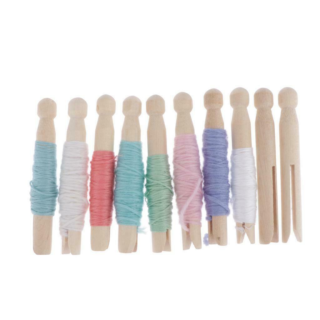 10 Pieces Unfinished Wooden Spools Thread Bobbins Cord Wire Coils Sewing Notions