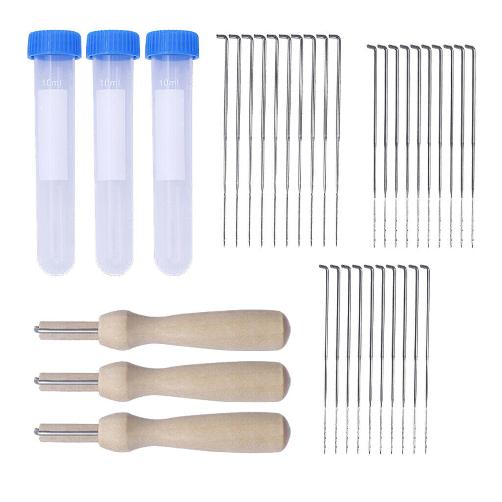 Felting Needles Replacement Needles with Clear Bottles Wooden Handle for