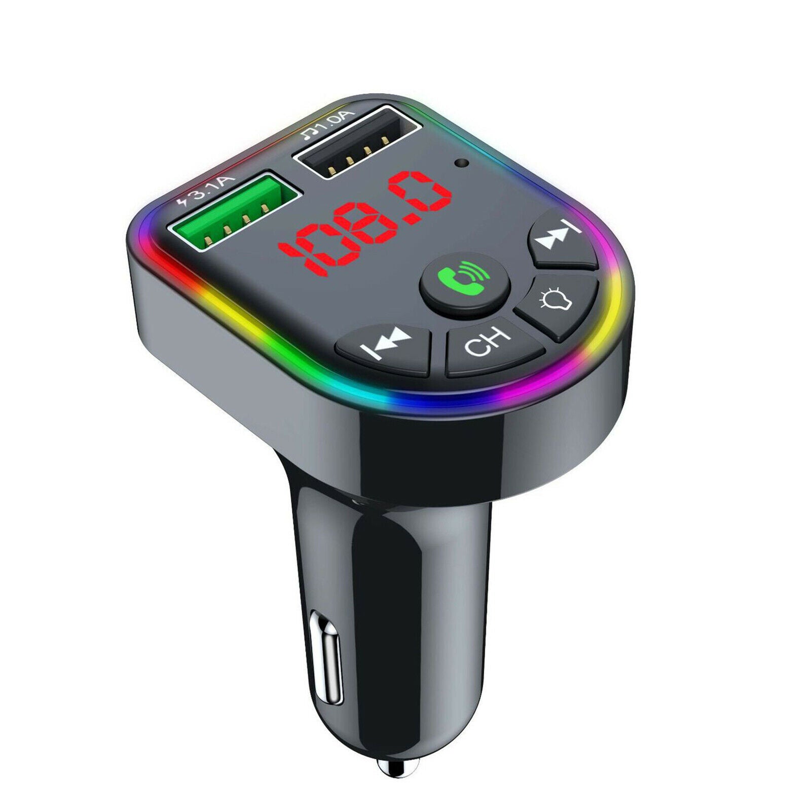 Car Charger Bluetooth FM Transmitter Quick Charge Support TF Card USB Drive