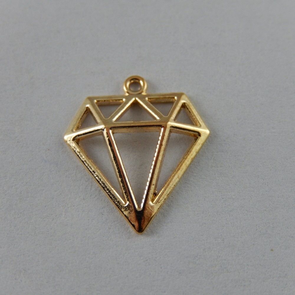 40 pcs Golden Alloy Charm Diamond Shape Earring Pendant Jewelry Findings 16x14mm