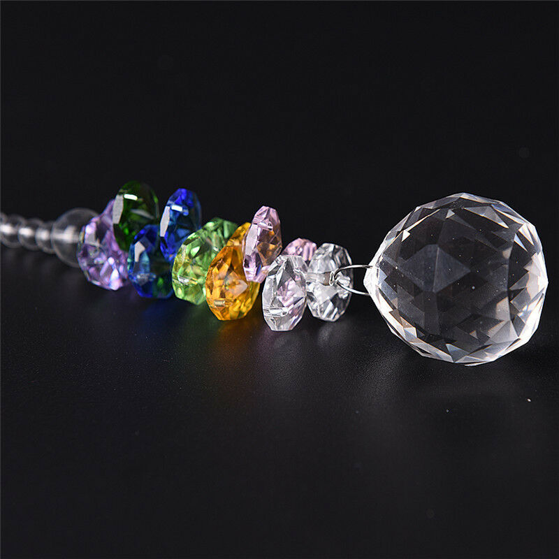 Hanging Glass Crystal Ball Prism Pendant Ornament Rainbow Wedding Gift QaL Rf