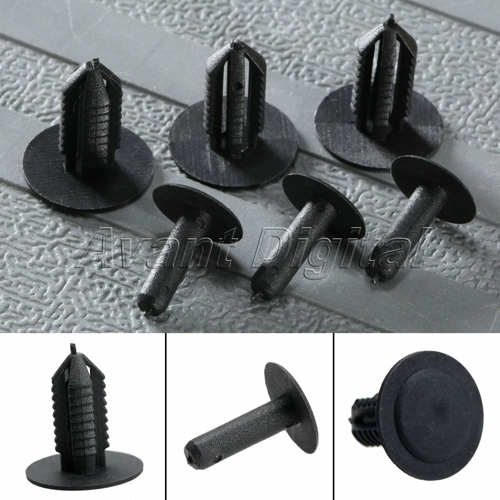 50pcs Black Plastic Car Bumper Clips Rivets Fastener Moulding Rivet For Car