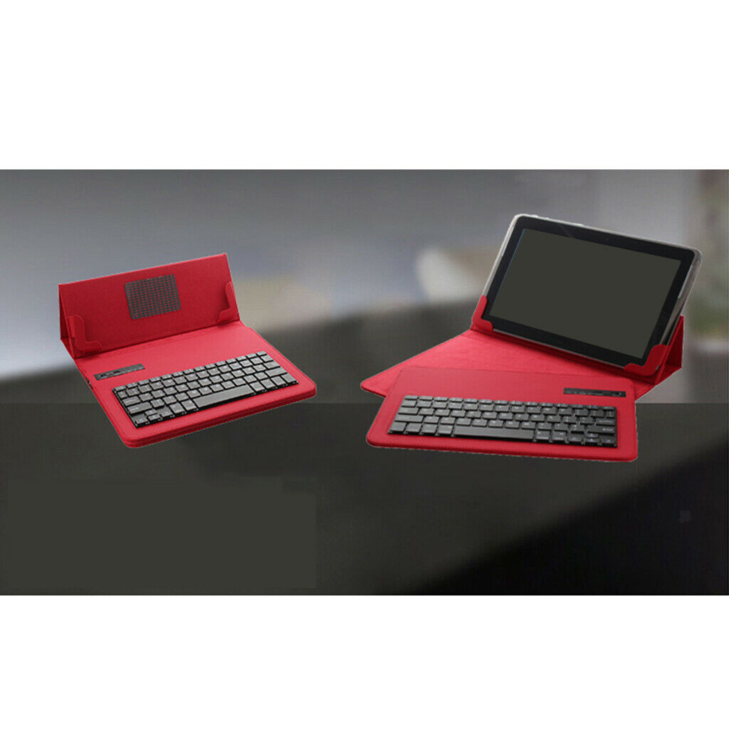 Universal 9-10inch Tablet Bluetooth Keyboard with PU Leather Case Red