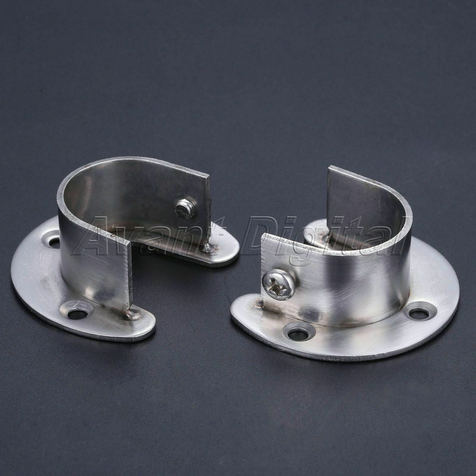 U-Shape Closet Clothes Pole Rod Flange Durable Support Holder Socket Bracket Set