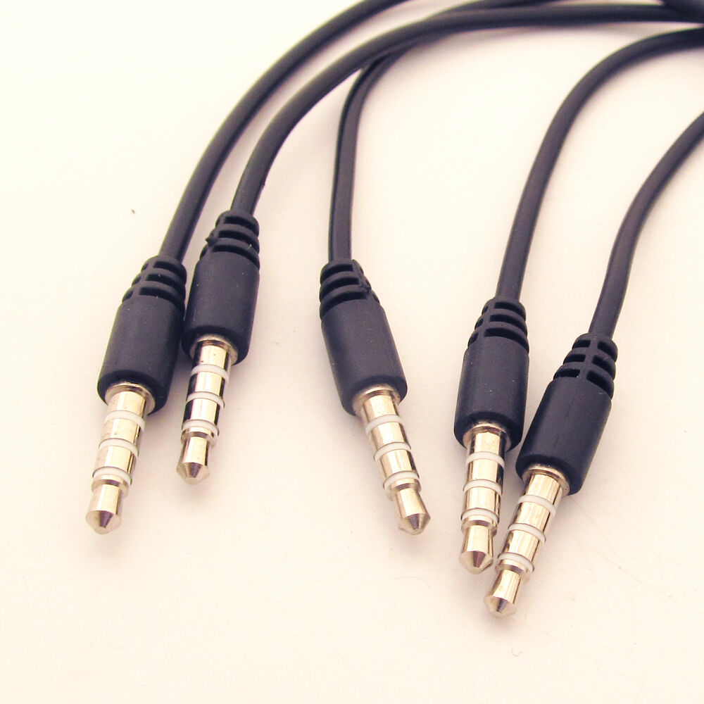 50pcs TRRS AUX Audio Adapter Cable 3.5mm 1/8" 4 Pole 3 Ring Male To 2.5mm Female
