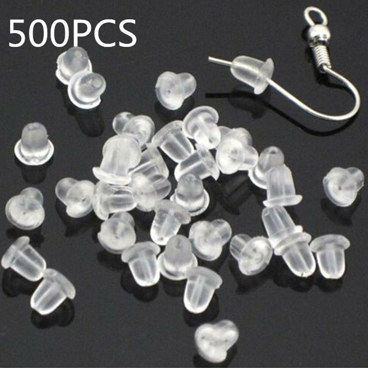 500PCS Silicone Earring Back Plugs Stoppers Ear Post Nuts 4MM Jewelry Findings