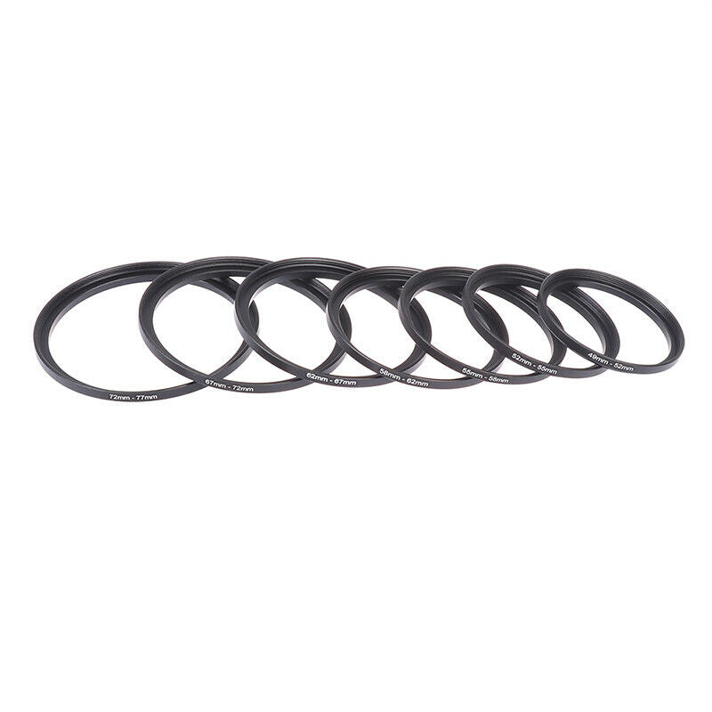 7pcs Step Up Rings Aluminum Universal Lens Adapter Filter Set 49mm-77m Tt