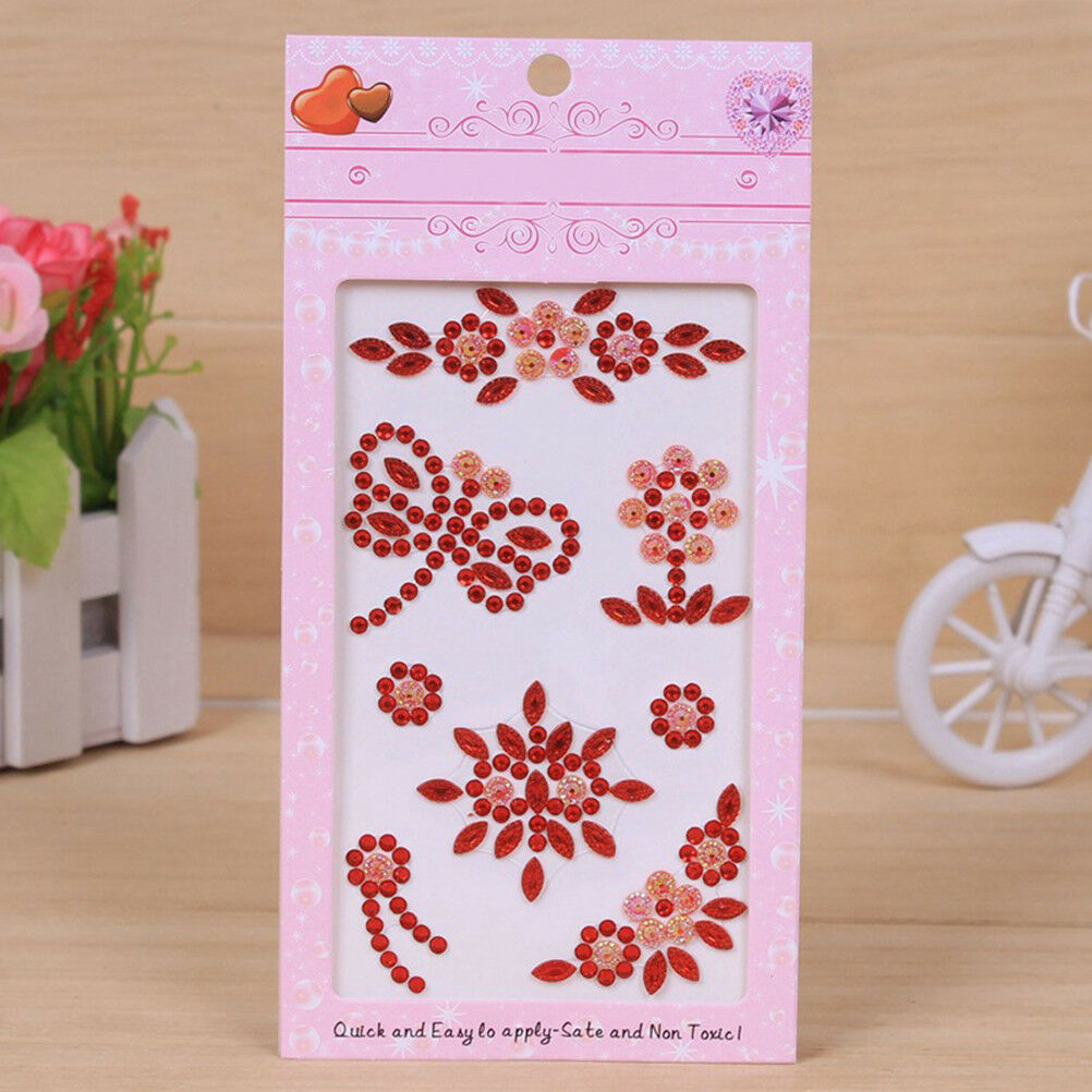 2x Random Self Adhesive Glitter Rhinestone Crystal Stickers Diamond Gem De.l8